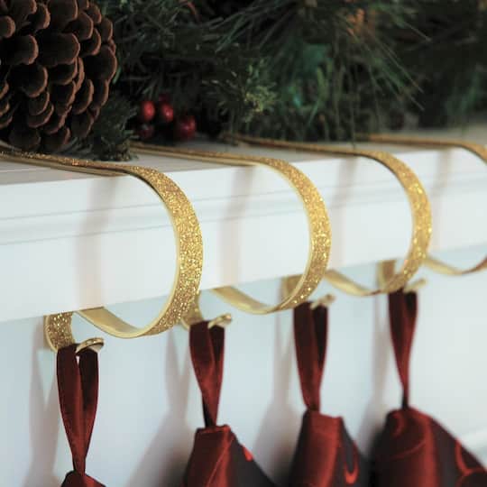 Original MantleClip® Gold Glitter Stocking Holders, 4ct.